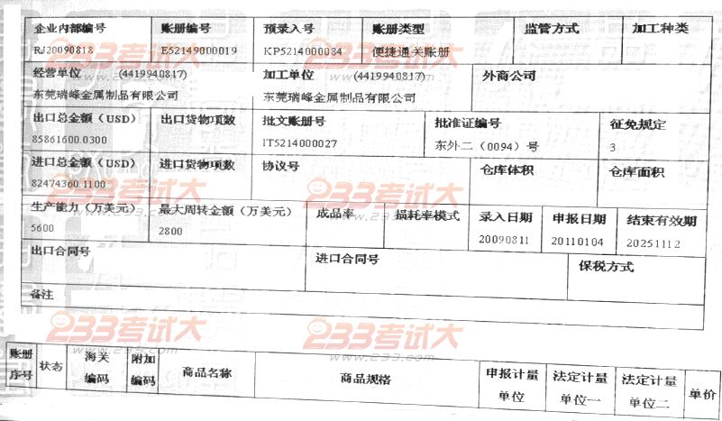 報關員考試試題及答案