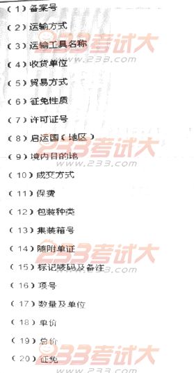 報關員考試試題及答案